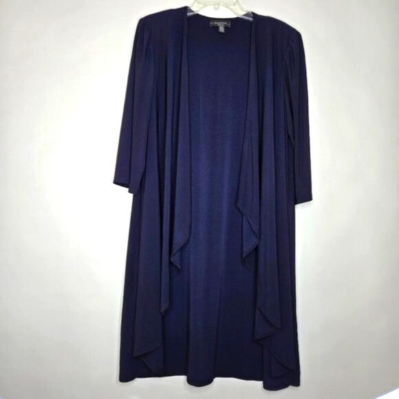 R&M Woman Navy Blue Open Front Hi-Low Cardigan Jacket Sz 18W - Picture 1 of 10